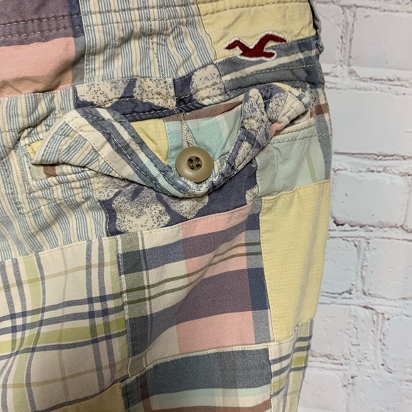 Vintage Hollister Hawaiian Pastel Madras Cargo Shorts Size 33 - Picture 5 of 9